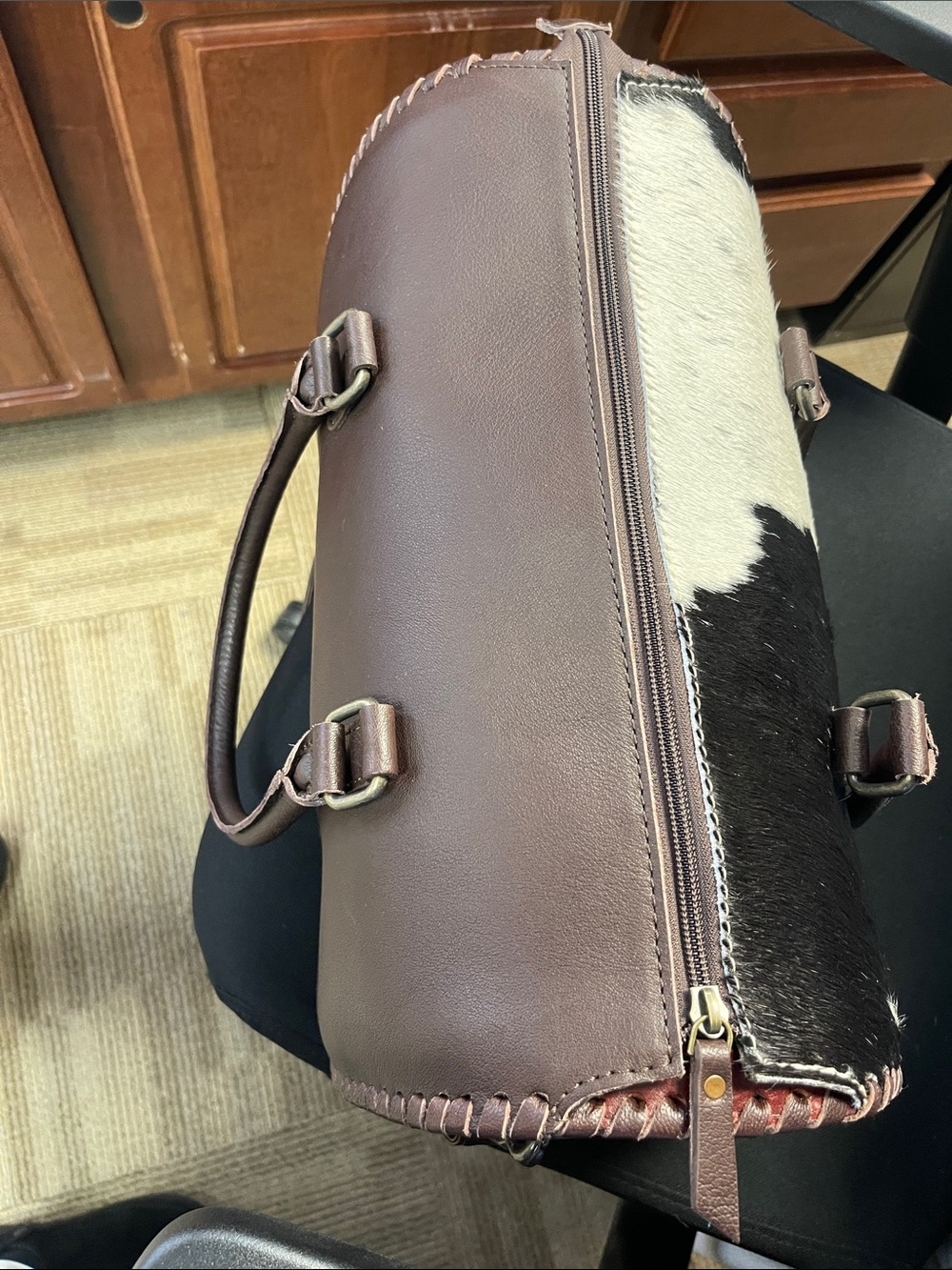 Cowhide Satchel Handbag in Black and White - Unbranded - Picture 10 of 10